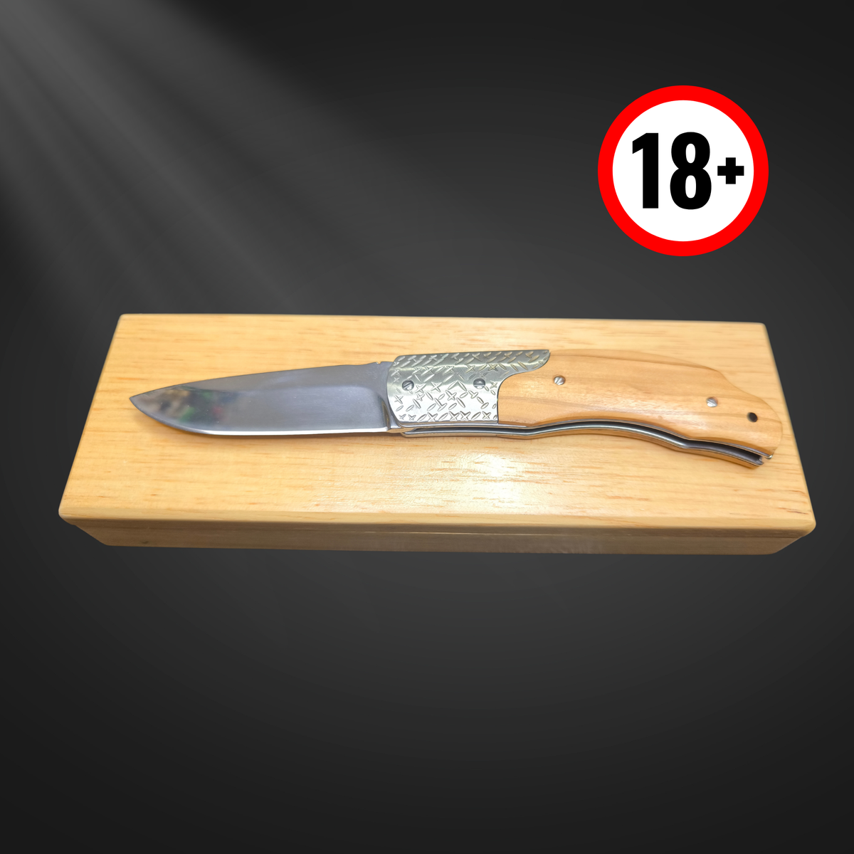 Coltello da tasca 18cm con manico in legno + confezione regalo