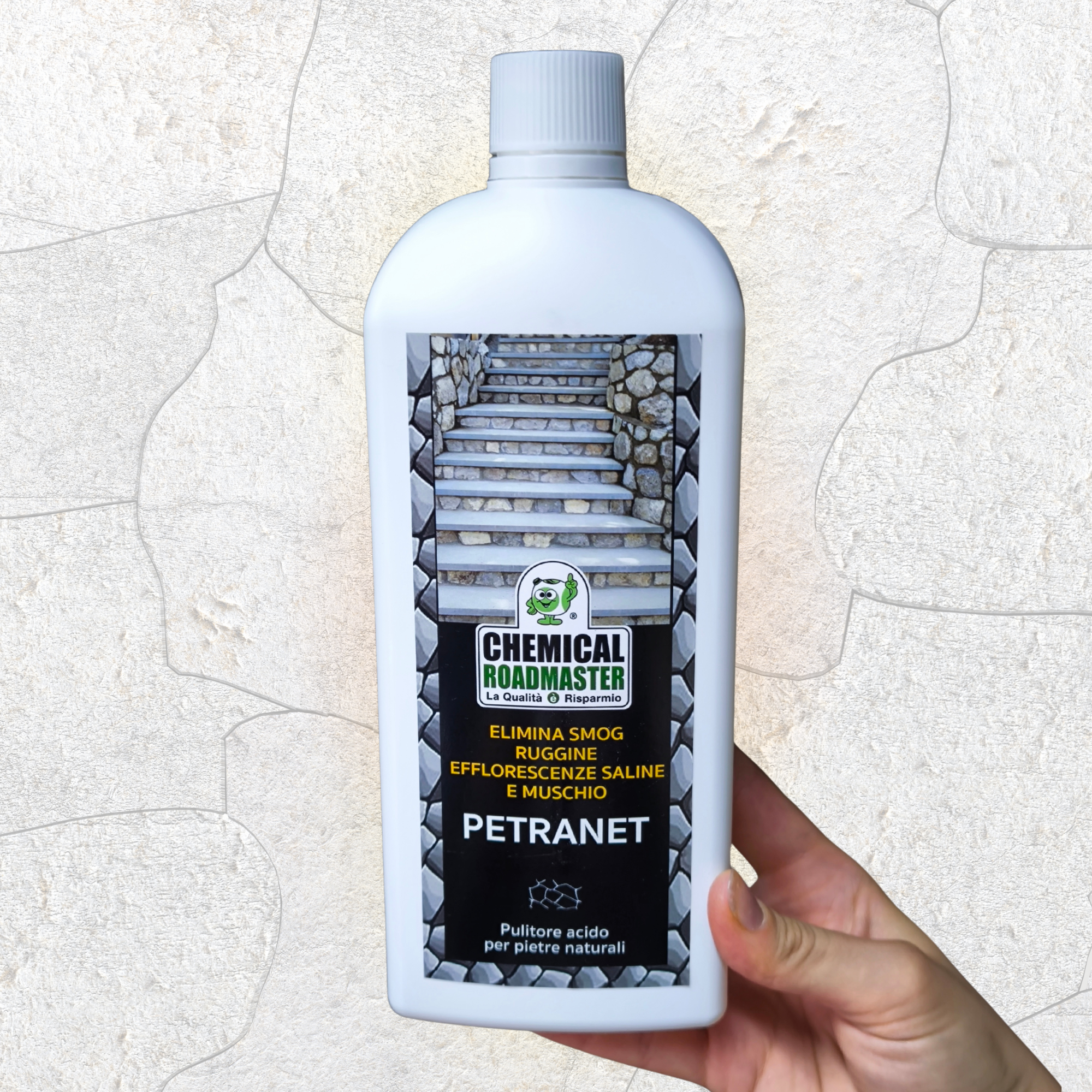 Pulitore Acido Professionale Rapido per Pietra Naturale - PETRANET - Chemical Roadmaster Italia 1L